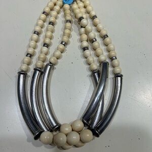 Beautiful Vintage Ivory and Sterling Beaded Necklace
